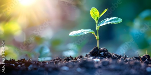 Sprouting New Beginnings: A Small Green Seedling Emerging from Fertile Earth. Concept Growth and Renewal, Nature's Miracle, Rebirth and Transformation, A Fresh Start, Connecting with Earth
