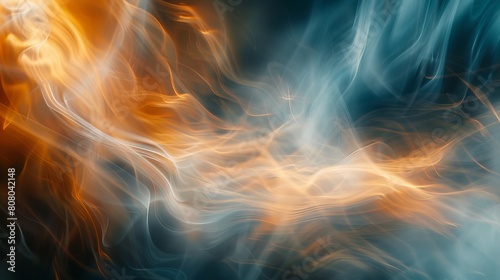 A dynamic abstract image capturing the motion of swirling milk in a cup of tea, with abstract patterns forming and merging in the warm embrace of morning rituals