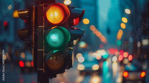 A traffic signal changing from red to green, symbolizing the flow of vehicles
