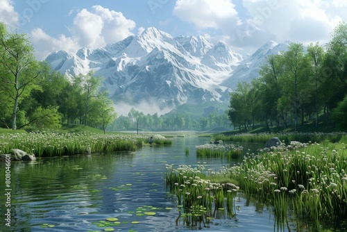 Tranquil Mountain Lake Scenery