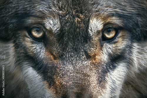 Close-up portrait of a wolf, canis lupus