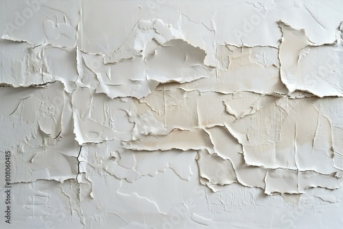 Paint peeling off a white wallbe used as background