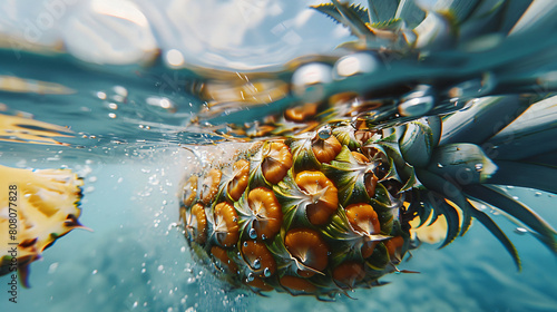 pineapple floating in water