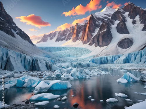 beautiful landscape, snow, mountains, glaciers, vivid colors