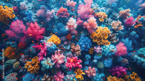 For the image you're envisioning, a fitting and descriptive name could be Diverse Marine Life in a Tropical Coral Reef Underwater Scene This title captures the essence of the vibrant, colorful marine 