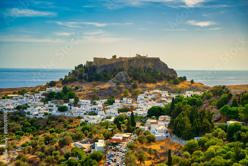 The majestic Lindos Acropolis and old town.