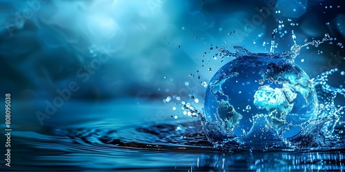 Water droplets uniting to create continents as a symbol of the interconnectedness of global water resources. Concept Water management, Global connectivity, Environmental sustainability