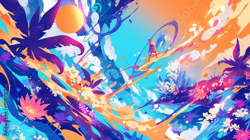 A psychedelic dreamscape of surrealistic imagery and abstract forms. amazing background, anime background