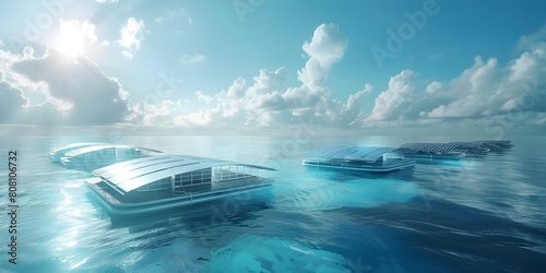 Solar-Powered Helioforms: Cultivating Marine Products Sustainably in the Sea. Concept Sustainability, Solar Power, Marine Products, Helioforms, Ocean Farming