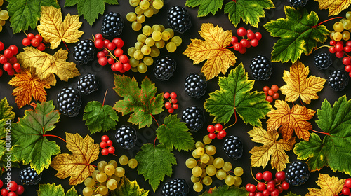 A close up of a blackberry bush with leaves and berries