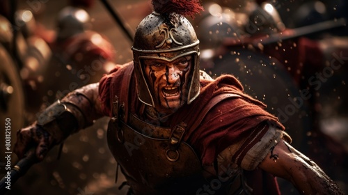 Roman Legionnaire narrowly avoids deadly strike from enemy warrior