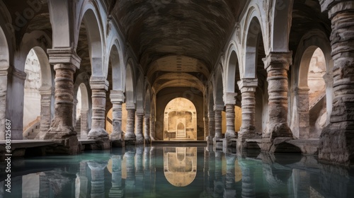 Roman bathhouse's frigidarium bathers in cold plunge pool
