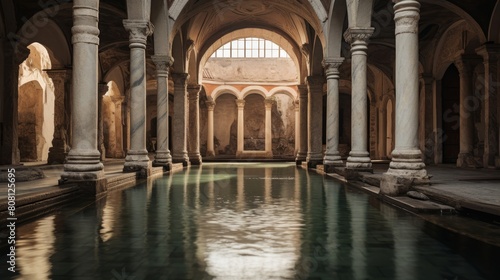 Roman bathhouse's frigidarium bathers in cold plunge pool