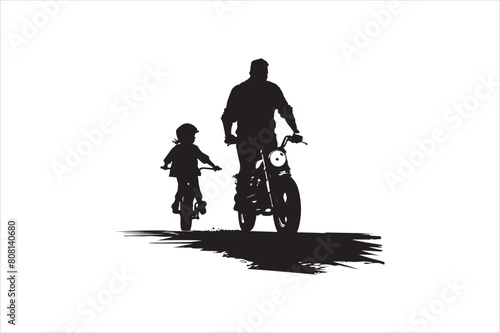 Father and son Silhouette vector Illustration. Father and Boy Vector Illustration.