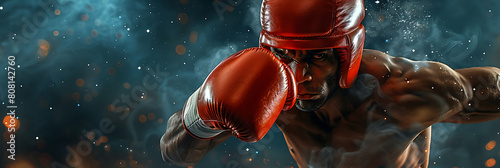 A studio shot of Boxer Boxing Boxing, sports photography, copy space for writing