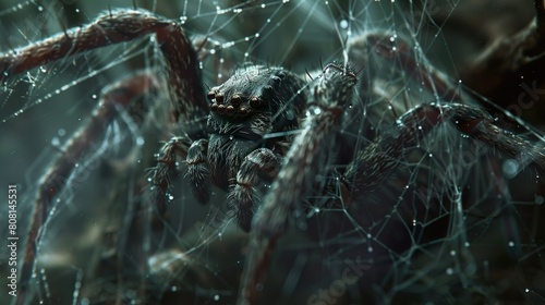 A close-up of a spider spinning its web shows the delicate and meticulous process.
