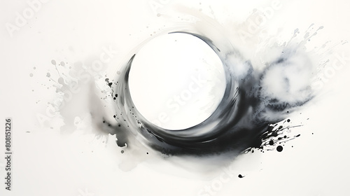 The simplicity and elegance of a watercolor splash in monochrome, symbolizing yin and yang