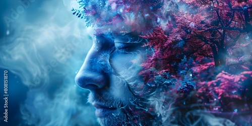 A Surreal Self-Portrait: Human Features Blended with Nature. Concept Surreal Self-Portrait, Human-Nature Fusion, Creative Photography, Artistic Portraiture, Nature-Inspired Characters