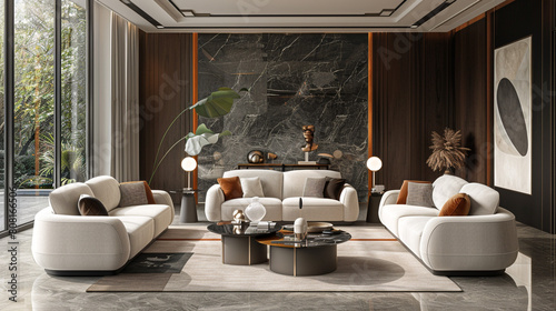 Tranquil luxury, with one sofa elevating the living room's ambiance.