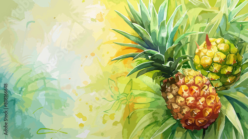 Ananas Frisch Vitamine Frucht Wasserfarben
