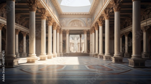 Magnificent Roman basilica's interior grand columns