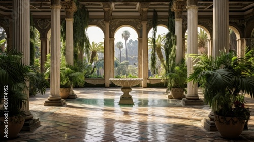 Roman villa's beautiful garden marble colonnade