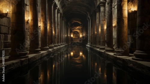 Underground labyrinth beneath Roman temple where initiates undertake spiritual journeys