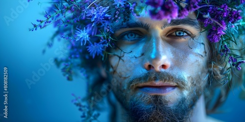 Surreal self-portrait blending human and natural elements representing identity and growth. Concept Surreal Art, Self-Portrait, Identity, Growth, Nature Integration