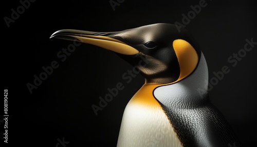  royal pinguin close up head on black background