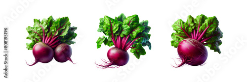 Set of Beetroot, isolated over on transparent white background