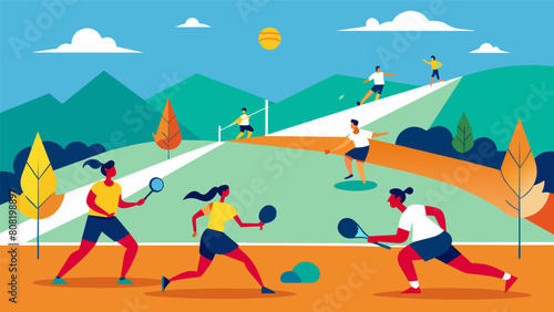 Even the occasional gust of wind couldnt dampen the fierce competition in the outdoor squash tournament.. Vector illustration