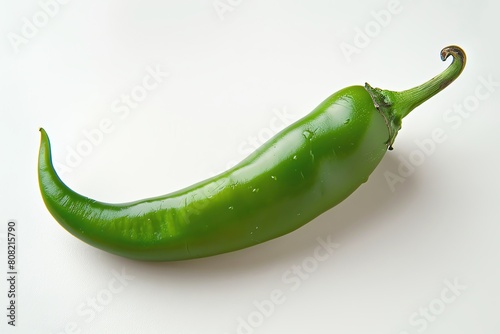 A single serrano pepper, small and spicy, isolated on a white background