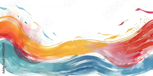 Children's Coloring Book Border with Abstract Brush Strokes background - Ai Generated