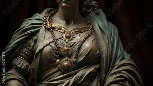 Bronze statue of noble Roman lady draped in luxury
