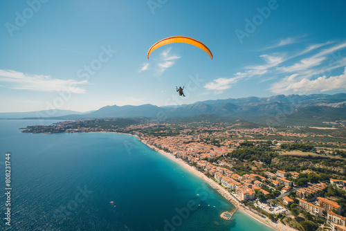 solo adventurer parasailing over crystal clear waters