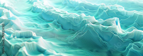 Glacial melt gradient from turquoise to pale blue in a chilling abstract wireframe stark impactful