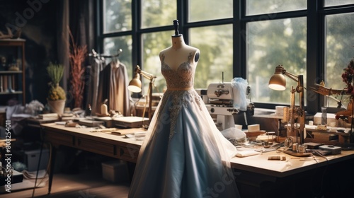 Elegant Bridal Gown in Vintage Tailoring Studio
