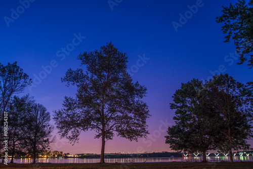 Night Photography Scene Urban Park on Potomac River