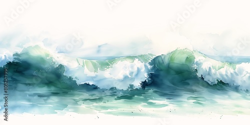 wave breaking beach surfboard favorite digital young illustration knight cups green sea spray wipeout calming