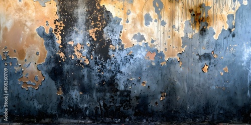 Black mold on damp wall causes respiratory issues due to high humidity. Concept Mold Exposure, Damp Environments, Respiratory Health, Indoor Air Quality, High Humidity