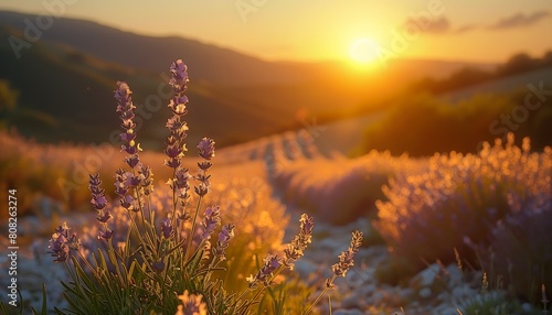 lavender flowers field sun setting background unwind golden sunset sky natural shaders good morning light space landscaping calming