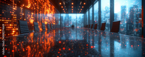 Organizational Management: Information Utilization in Bokeh Panorama Style, Black and Gray Palette, Vray Tracing, Interactive Media, Screen Format