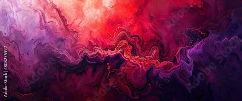 A fusion of cherry red and plum purple swirling dynamically, like a whirlwind of color dancing across the sky.