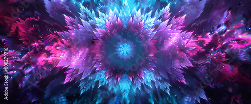 A kaleidoscope of magenta and cyan colliding with electrifying energy, illuminating the darkness with radiant vibrancy.