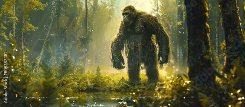 Gorilla walking through the forest
