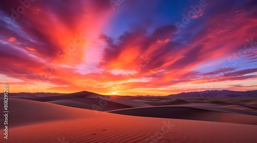 Panorama of sand dunes at sunset in Mui Ne, Vietnam