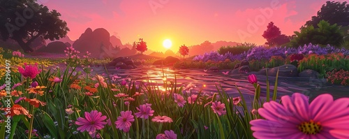 In the solitude of the flower filled oasis at dawn, with no one present to witness the beauty