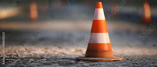 A traffic cone in the middle of the road