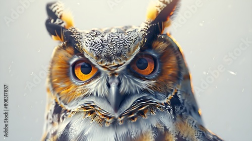 owl close-up on white background