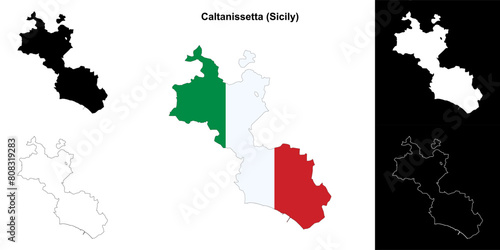 Caltanissetta province outline map set